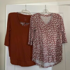 2 latched mama 3/4 length nursing access and maternity t-shirts size S